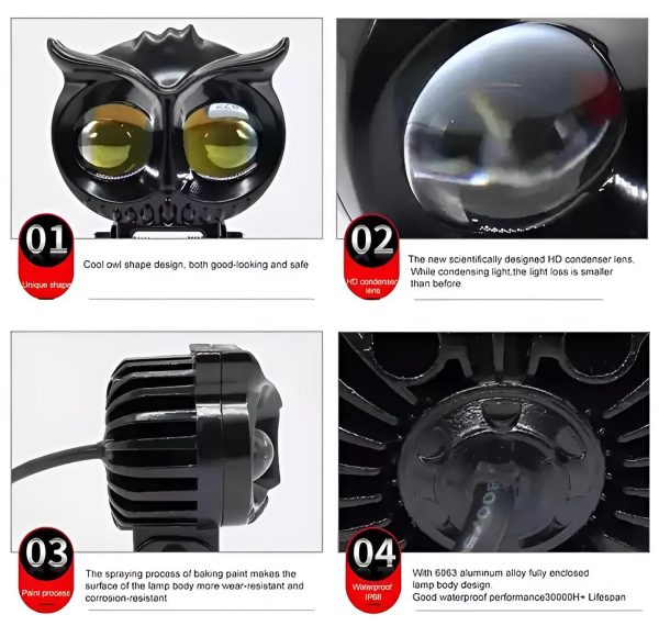 Owl light 12-80v univarsal Product with 3 function and white owl light with 5 function