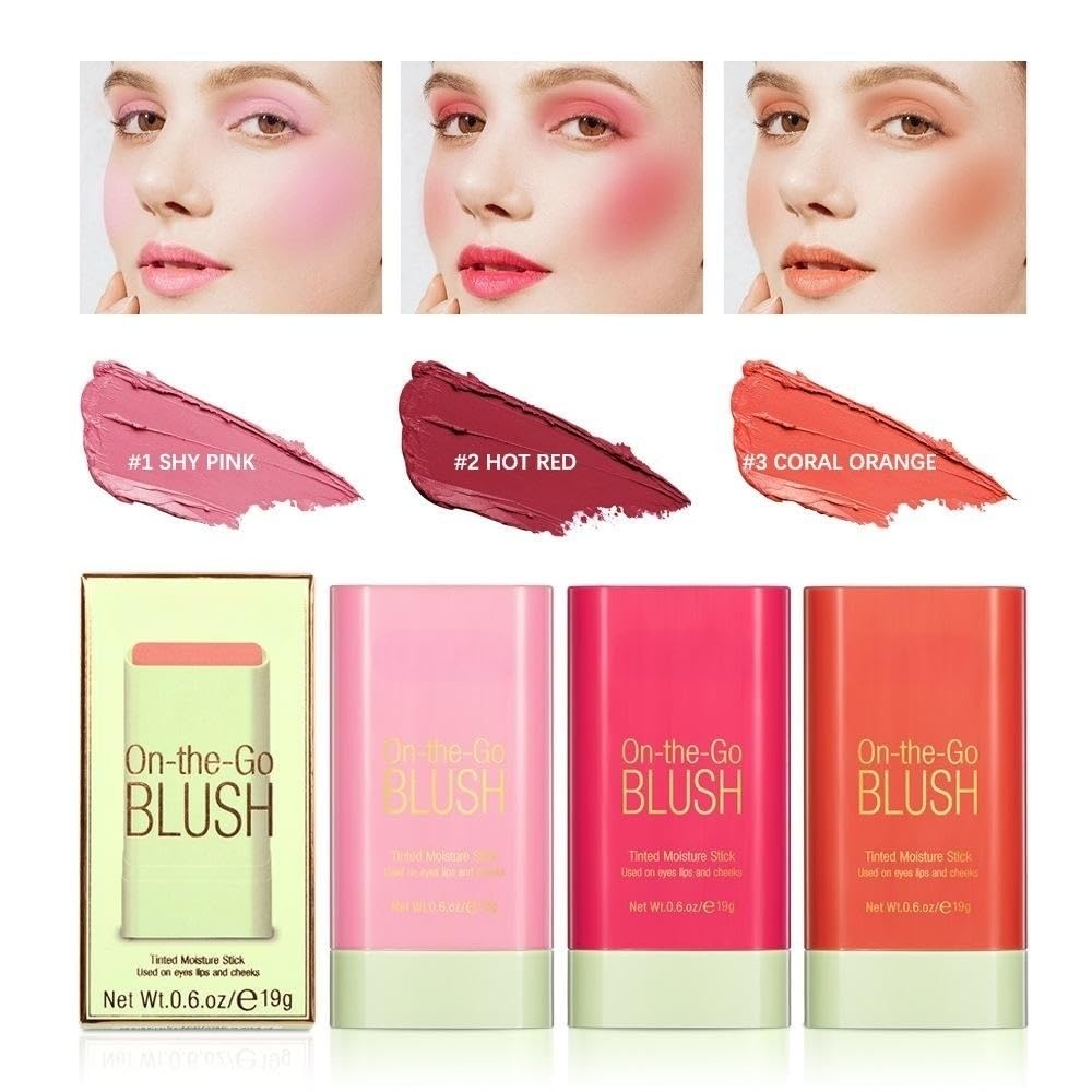 Pixi Makeup Blush Stick Tinted Moisture Stick, Shadow Lips Cheek Blusher Creamy Makeup Long Lasting Natural Nude Makeup for All Skin