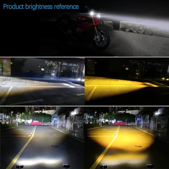 LED Yellow/White Motorcycle Driving Fog Lights Bar 1 Pcs 5Inch Offroad Driving Lights Pod Light Work Auxiliary Lights 12-24V Universal fit for Motorcycle Truck Vehicle ATV SUV UTV 4WD Boat Tractor Waterproof, Aluminum Body