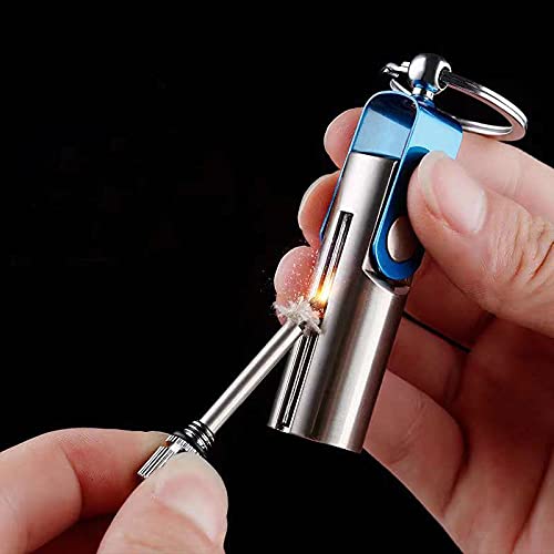 Ultimate Fire Starter: Flint Match Lighter Keychain - Your Lifesaver in Camping & Survival Gear
