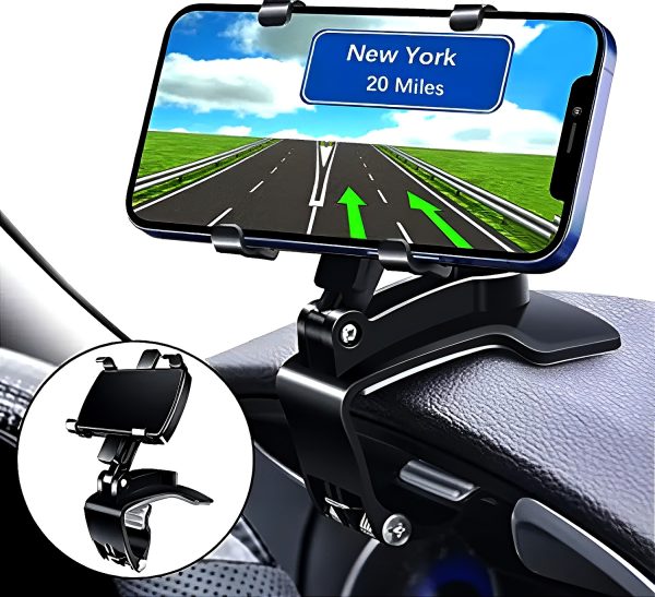 Car Smart Phone Holder – 360 Free Spin - Rotateable Strong Grip Mobile Holder For Cars