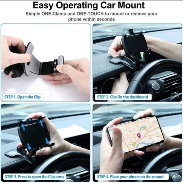 Car Smart Phone Holder – 360 Free Spin - Rotateable Strong Grip Mobile Holder For Cars