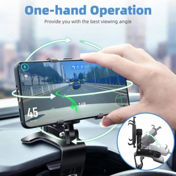Car Smart Phone Holder – 360 Free Spin - Rotateable Strong Grip Mobile Holder For Cars