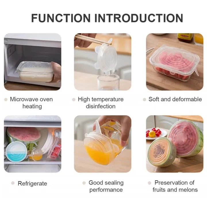12 pic Of Reusable Silicone Lids for Freshness and Convenience!