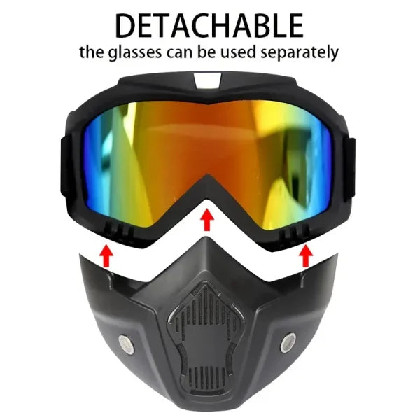 Detachable Motorcycle Goggles with Full Face Mask