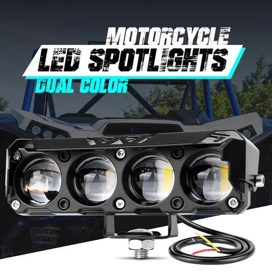 LED Yellow/White Motorcycle Driving Fog Lights Bar 1 Pcs 5Inch Offroad Driving Lights Pod Light Work Auxiliary Lights 12-24V Universal fit for Motorcycle Truck Vehicle ATV SUV UTV 4WD Boat Tractor Waterproof, Aluminum Body