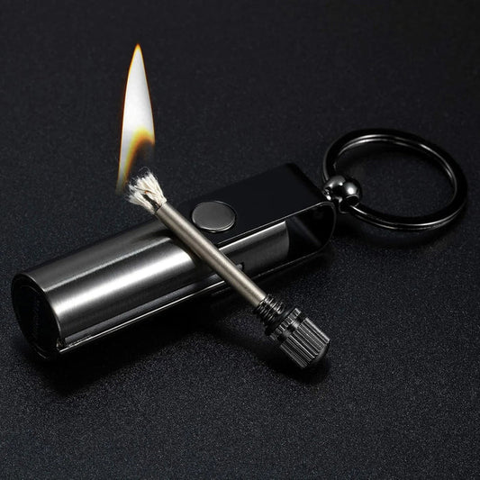 Ultimate Fire Starter: Flint Match Lighter Keychain - Your Lifesaver in Camping & Survival Gear